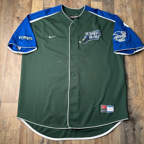 Vintage Tampa Bay Devil Rays Jersey‎ Men's Large Green Nike Embroidered Athletic - Picture 1 of 14